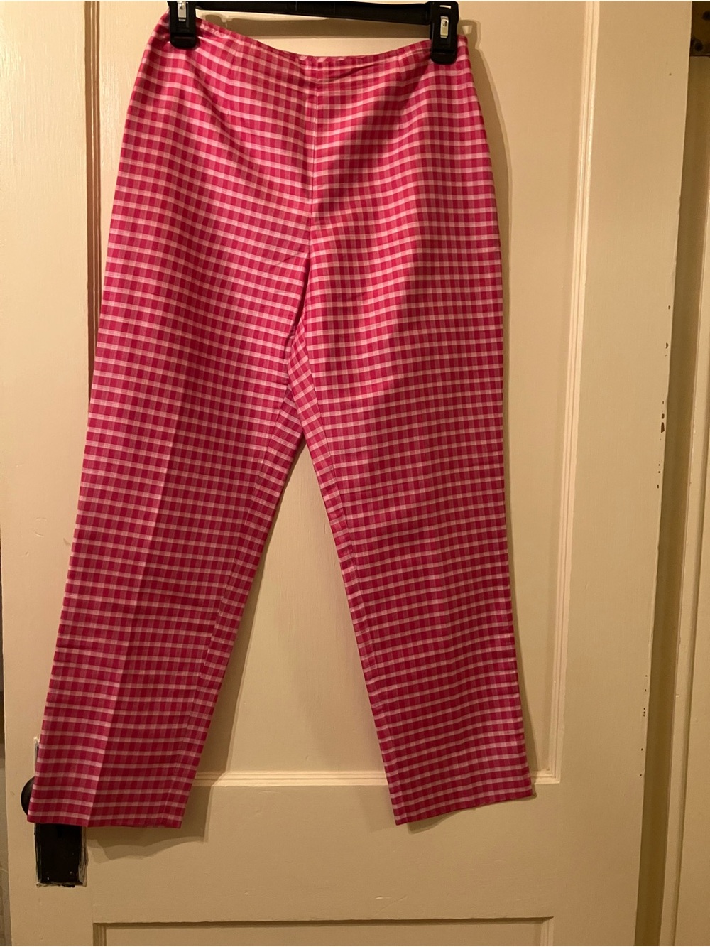 LOFT Pink Gingham Silk Blouse